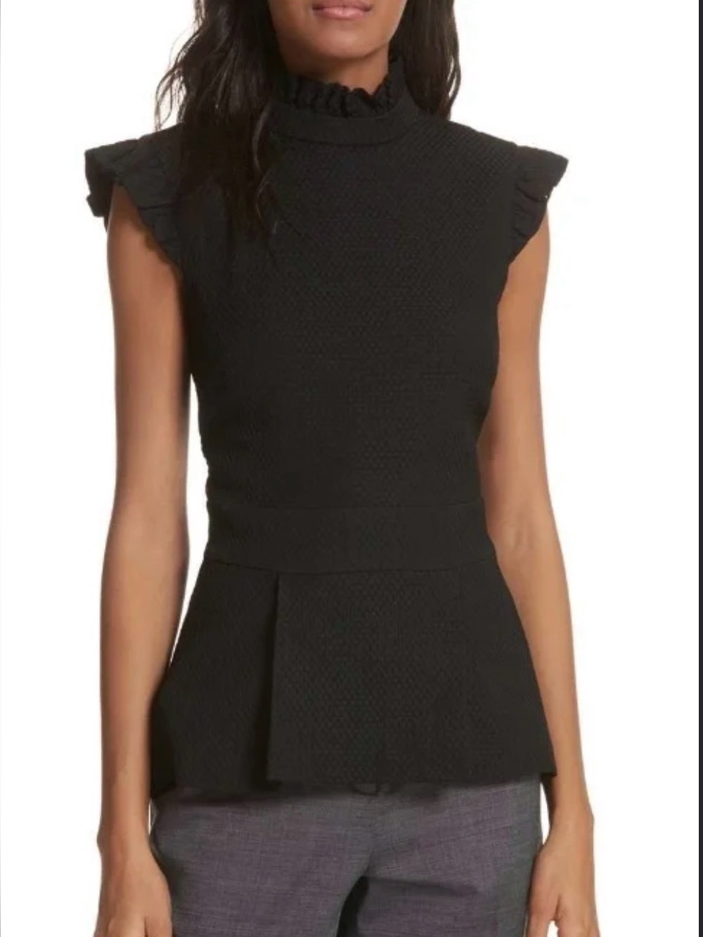 TED BAKER LONDON RUFFLE NECK PEPLUM TOP (US sz 6)